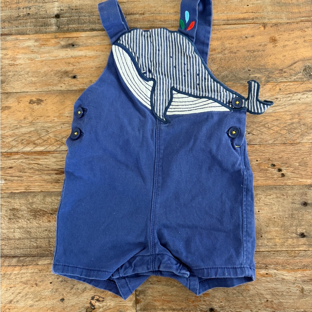 Baby Boden Blue Whale Appliqué Shortalls